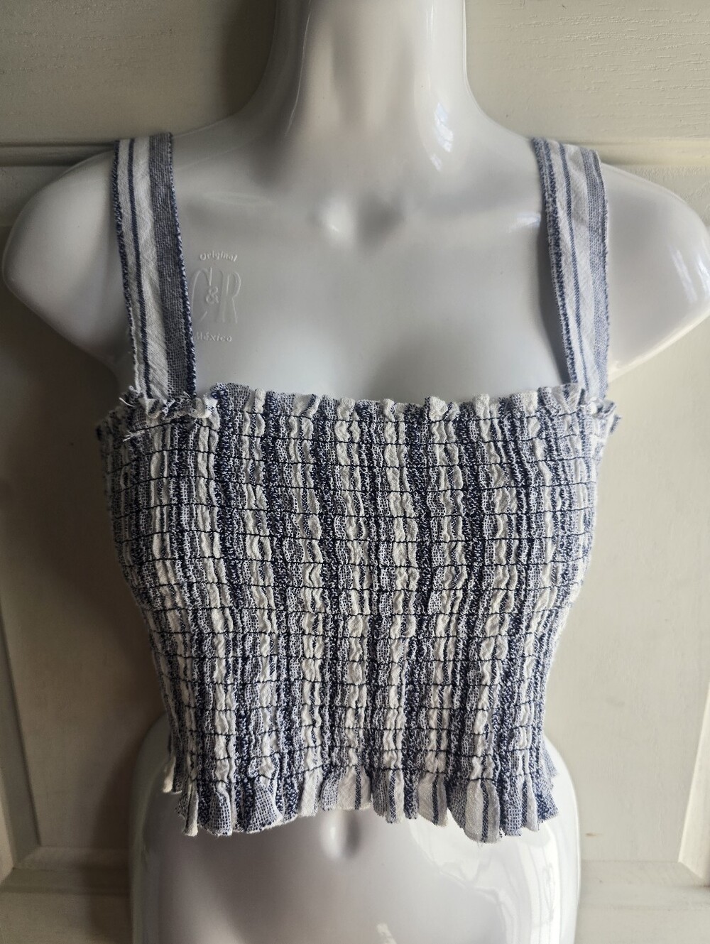 Rewash Navy and White Striped Smocked Tank